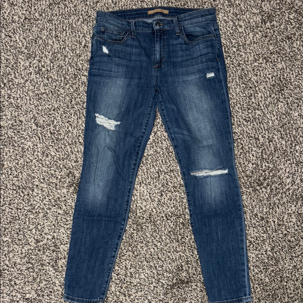 Joe B Dark Blue Distressed Skinny Jeans High Rise crop